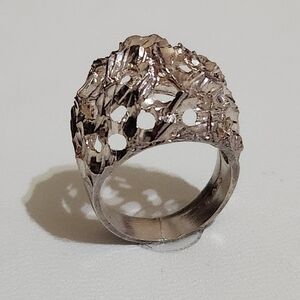 Rare MCM Brutalist 925 Sterling Silver Open Work Nugget Ring Size 6 7.59 Grams